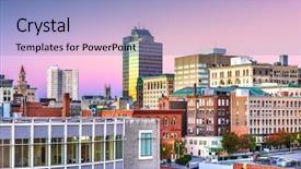  Presentation with skyline - Theme featuring ma - worcester massachusetts usa downtown city background and a light blue colored foreground