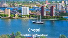  Presentation with view of rotterdam city - Slides with maas river with sailing vessel background and a teal colored foreground