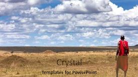  Presentation with tribal - Presentation featuring maasai-tribesman-walking-through background and a coral colored foreground