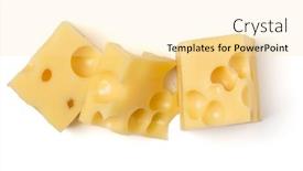  Presentation with white cheese - PPT theme consisting of maasdam-cheese-cubes-isolated background and a blonde colored foreground
