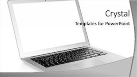  Presentation with mac - Slides enhanced with mac - laptop with black screen isolated background and a white colored foreground