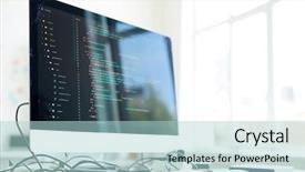  Presentation with mac - Audience pleasing slide deck consisting of mac - workplace of modern programmer backdrop and a mint green colored foreground