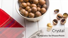  Presentation with macadamia nuts - Presentation theme consisting of macadamia nuts in bowl background and a light gray colored foreground