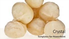  Presentation with macadamia nuts - PPT layouts with macadamia nuts isolated on white background and a lemonade colored foreground