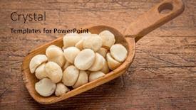  Presentation with macadamia nuts - Theme enhanced with macadamia-nuts-on-a-rustic background and a coral colored foreground
