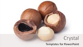  Presentation with macadamia nuts - Amazing presentation design having macadamia nuts on white background backdrop and a soft green colored foreground