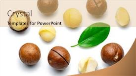  Presentation with macadamia nuts - Presentation theme with macadamia-nuts-with-peeled-macadamia background and a yellow colored foreground
