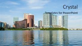  Presentation with city - Cool new presentation theme with macao city backdrop and a light blue colored foreground