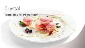  Presentation with french bakery - PPT theme enhanced with macarons-in-white-plate-french background and a white colored foreground