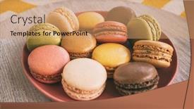  Presentation with retro - Cool new slide deck with macarons-on-plate-retro-home backdrop and a coral colored foreground