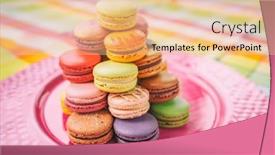 Presentation with pastel cute - PPT theme consisting of macarons-tower-on-dessert-plate background and a lemonade colored foreground