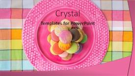  Presentation with pastel pink - Amazing slide deck having macarons-tower-on-pink-dessert backdrop and a coral colored foreground
