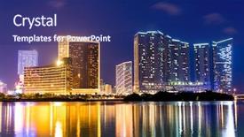  Presentation with macau - Amazing presentation having macau city at night backdrop and a navy blue colored foreground