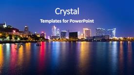  Presentation with macau - Beautiful PPT theme featuring macau city at night backdrop and a ocean colored foreground