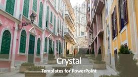  Presentation with macau - Presentation theme having macau city old town background and a violet colored foreground