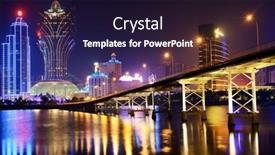  Presentation with revenue - Beautiful PPT theme featuring macau-october-12-skyline backdrop and a wine colored foreground