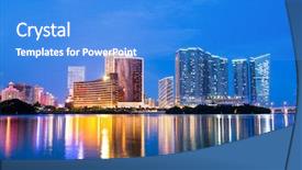  Presentation with macau - Beautiful presentation featuring macau skyline at night backdrop and a teal colored foreground
