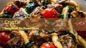  Presentation with white cheese - Beautiful presentation design featuring maccheroni-al-ferretto-with-roast backdrop and a tawny brown colored foreground