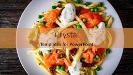  Presentation with nuggets - PPT layouts having maccheroni-al-ferretto-with-salmon background and a gold colored foreground