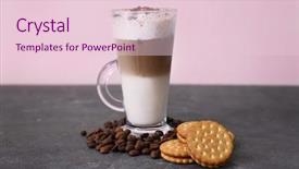  Presentation with aluminium glass - Amazing slide set having macchiato on table against color backdrop and a  colored foreground