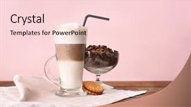  Presentation with matcha latte latte art - Cool new slides with macchiato on table against color backdrop and a  colored foreground