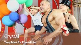  Presentation with circus - Slide deck featuring mace - funny circus family riding background and a coral colored foreground