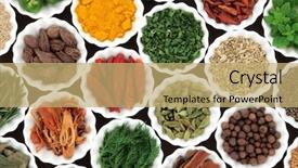  Presentation with herb for skin - PPT layouts enhanced with mace - herb and spice selection background and a coral colored foreground