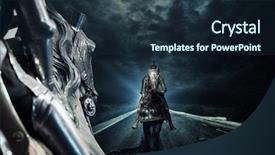  Presentation with knight - Theme enhanced with mace - knight on horseback against clouds background and a wine colored foreground