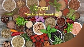  Presentation with dried food - Theme with mace - large herb and spice food background and a tawny brown colored foreground