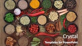  Presentation with herb - Audience pleasing PPT layouts consisting of mace - large herb and spice sampler backdrop and a tawny brown colored foreground