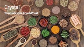  Presentation with herb - PPT theme featuring mace - large herb and spice selection background and a tawny brown colored foreground
