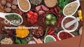  Presentation with mortar and pestle - Audience pleasing PPT layouts consisting of mace - large herb and spice selection backdrop and a tawny brown colored foreground
