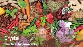  Presentation with dried food - Colorful theme enhanced with mace - spice and herb food seasoning backdrop and a tawny brown colored foreground