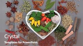 Presentation with heart shaped book page - Audience pleasing PPT theme consisting of mace - spice and herb selection backdrop and a tawny brown colored foreground