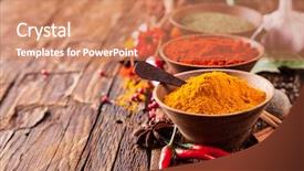  Presentation with spices - Audience pleasing PPT theme consisting of mace - various kinds of spices backdrop and a coral colored foreground