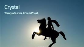  Presentation with alexander the great - PPT theme consisting of macedon - statue of alexander the great background and a ocean colored foreground