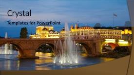  Presentation with bridge - Cool new presentation theme with macedonian's capital city skopje backdrop and a teal colored foreground