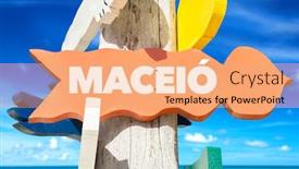  Presentation with welcome - Amazing PPT theme having maceio-welcome-sign-with-beach backdrop and a coral colored foreground