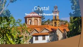  Presentation with monastery - Colorful slide deck enhanced with machairas-monastery-in-cyprus-travel backdrop and a teal colored foreground