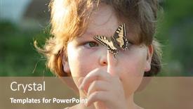  Presentation with butterfly - PPT layouts having machaon-butterfly-on-child-s background and a coral colored foreground