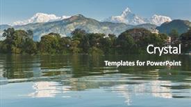  Presentation with range land animal - Beautiful theme featuring machapuchare and annapurna range seen backdrop and a tawny brown colored foreground