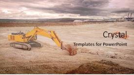  Presentation with coal mining mine - Presentation design enhanced with co2 emmissions transport - working excavators in the clay background and a coral colored foreground