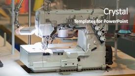  Presentation with machine shop - Slides having machine and cloth in cutting background and a gray colored foreground