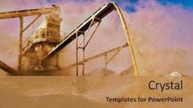  Presentation with rock stone - Colorful PPT layouts enhanced with machine at open pit mining backdrop and a coral colored foreground
