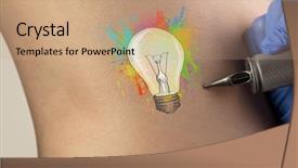  Presentation with problem solution idea concept 3d - Beautiful theme featuring machine bulb - hand tattooing colorful idea concept backdrop and a coral colored foreground