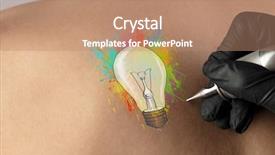  Presentation with problem solution idea concept 3d - Theme with machine bulb - hand tattooing colorful idea concept background and a coral colored foreground