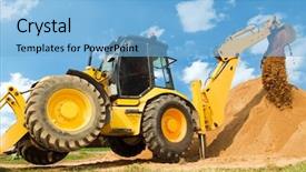  Presentation with wheel loader - Audience pleasing presentation consisting of eathmoving works in construction backdrop and a light blue colored foreground