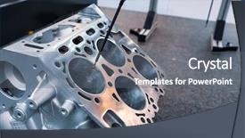  Presentation with quality control - Beautiful slide set featuring machine cutting metal modern processing backdrop and a gray colored foreground