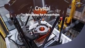  Presentation with quality control - Slide set having machine cutting metal modern processing background and a tawny brown colored foreground