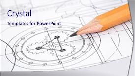  Presentation with machine - Beautiful theme featuring machine design - drawing detail and pencil close-up backdrop and a sky blue colored foreground